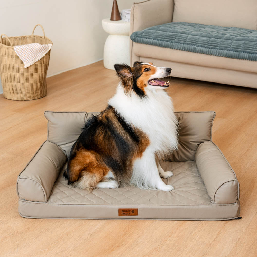 Luxe Faux Leather Foldable Orthopedic Outdoor Large Dog Bed