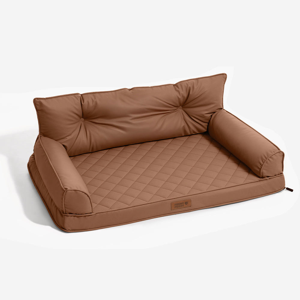Luxe Faux Leather Foldable Orthopedic Outdoor Large Dog Bed