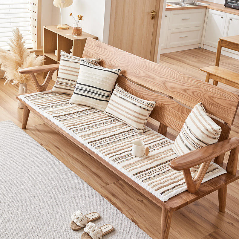 Cosy Chenille Striped Plush Sofa Protector Pet Mat Non-slip Sofa Cover