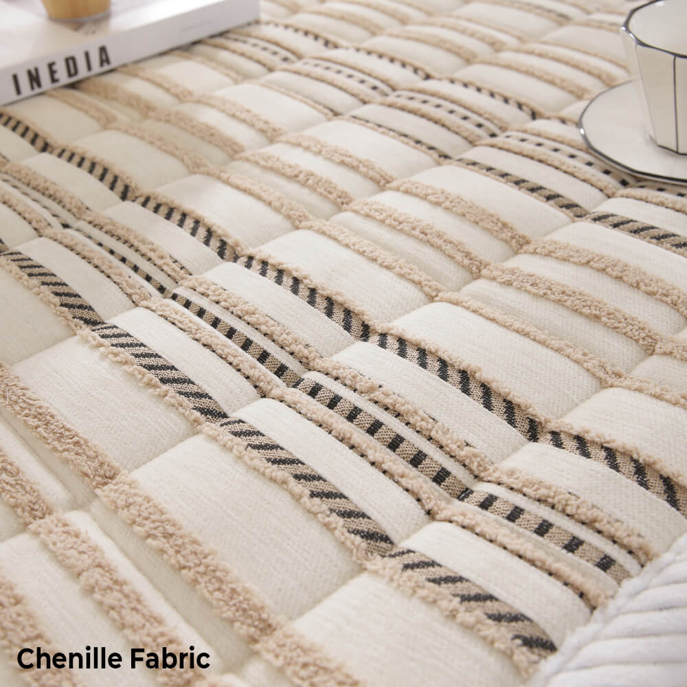 Cosy Chenille Striped Plush Sofa Protector Pet Mat Non-slip Sofa Cover