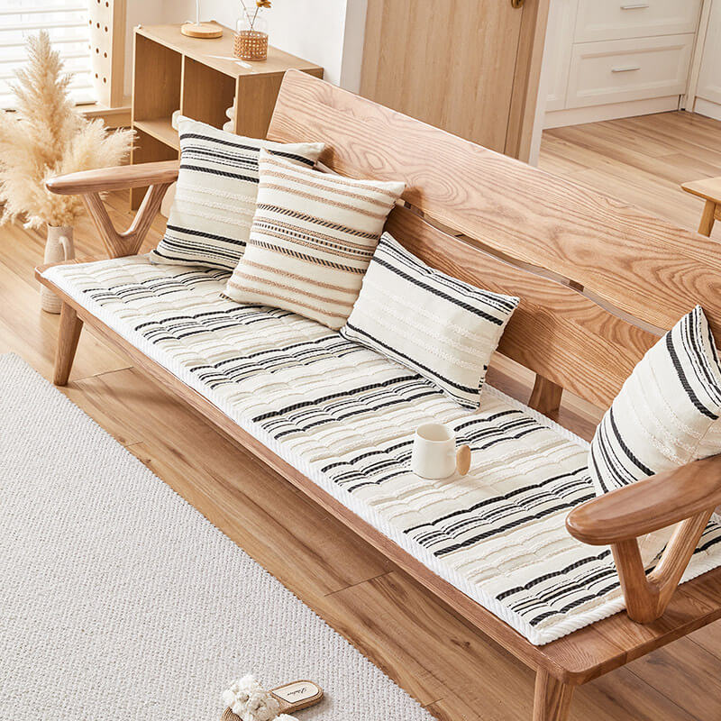 Cosy Chenille Striped Plush Sofa Protector Pet Mat Non-slip Sofa Cover