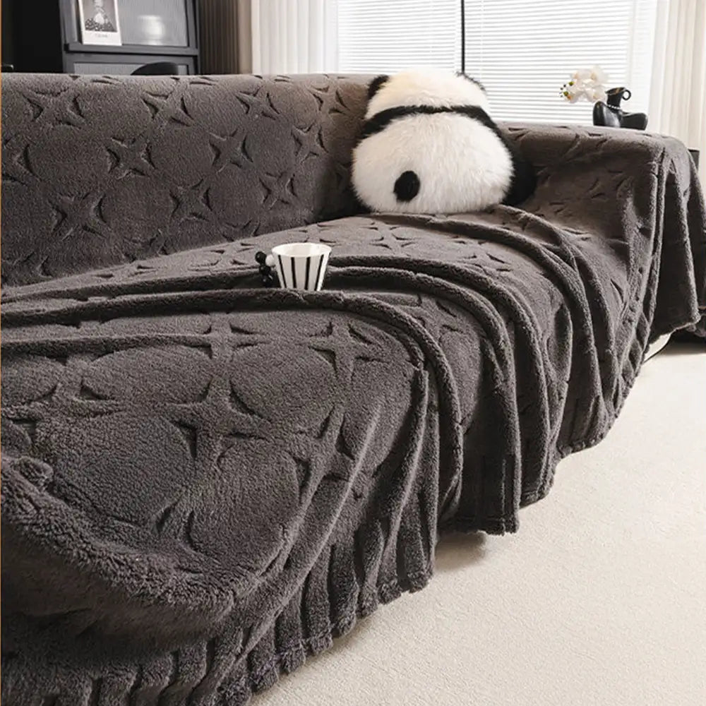 Cream Textured Jacquard Design Sofa Decorative Throw Sofa Cover