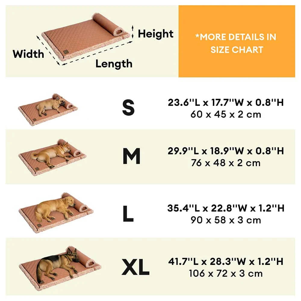 Dual-Sided Faux Leather&Warm Plush Removable Sponge Dog Mat With Pillow