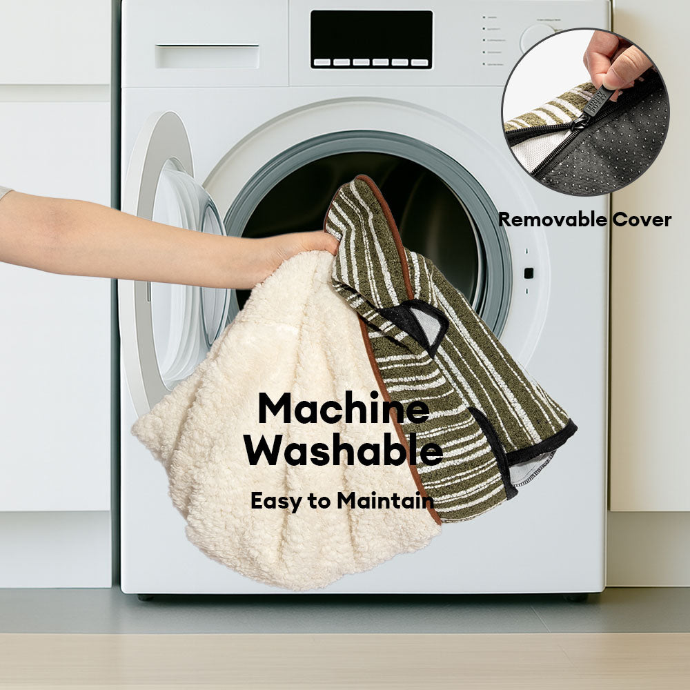 Plush Warm Stripe Orthopaedic Dog & Cat Sofa Bed With Pillows - Grove Couch