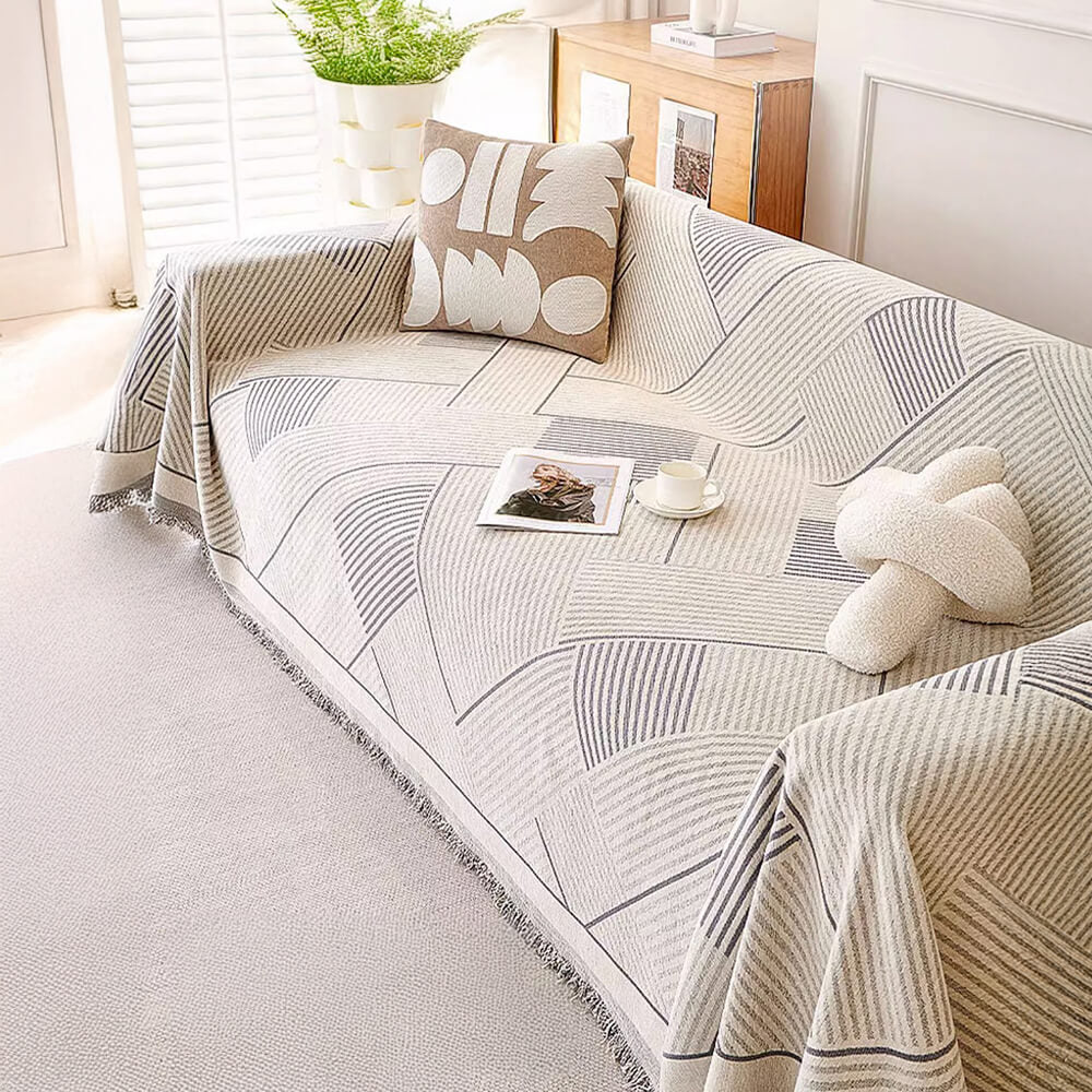 Classic Geometric Pattern Chenille Throw Sofa Cover