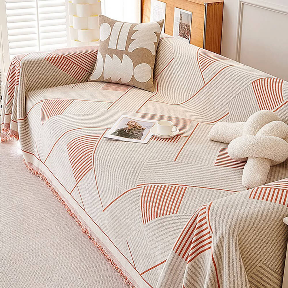 Classic Geometric Pattern Chenille Throw Sofa Cover