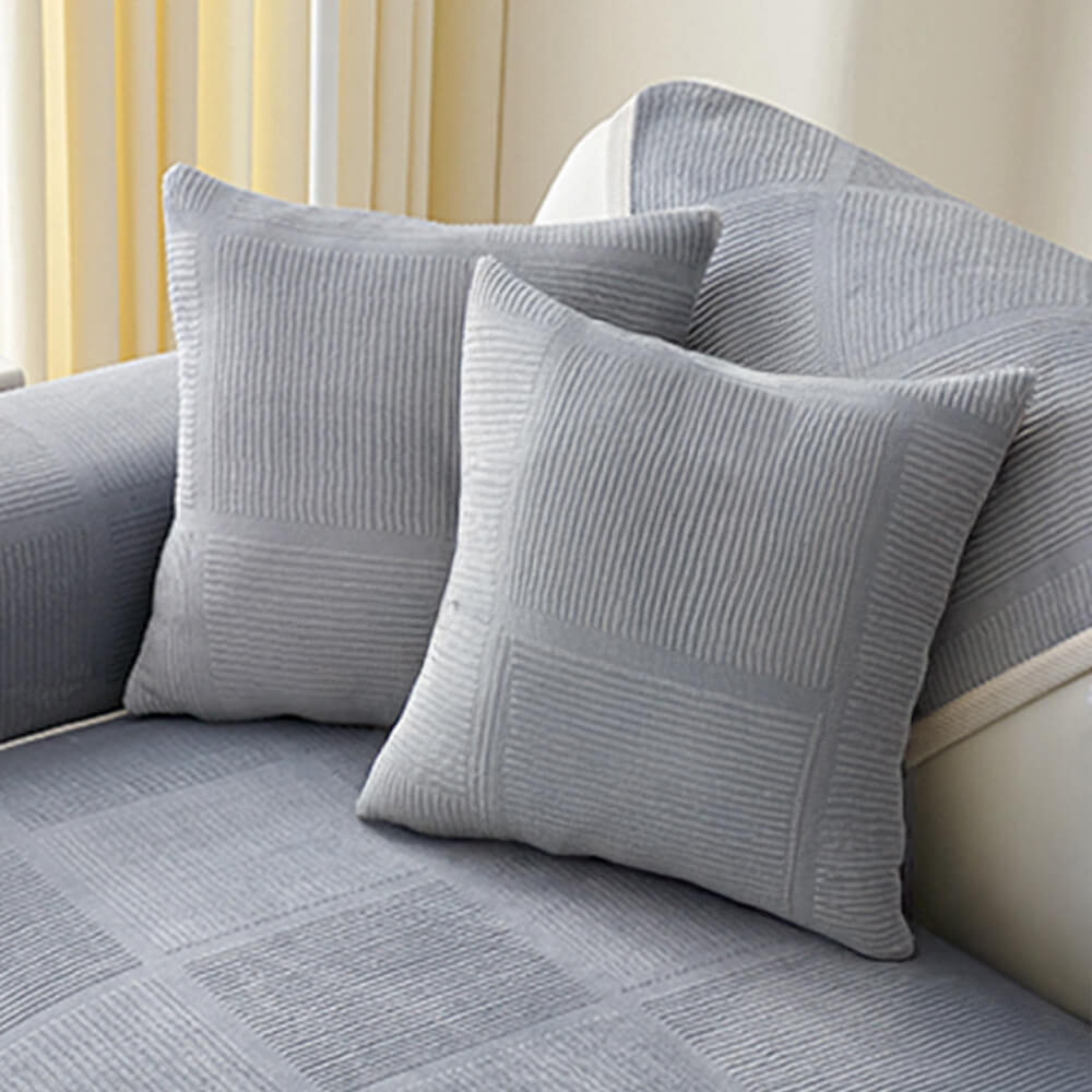 Classic Striped Square Plush Sofa Cover