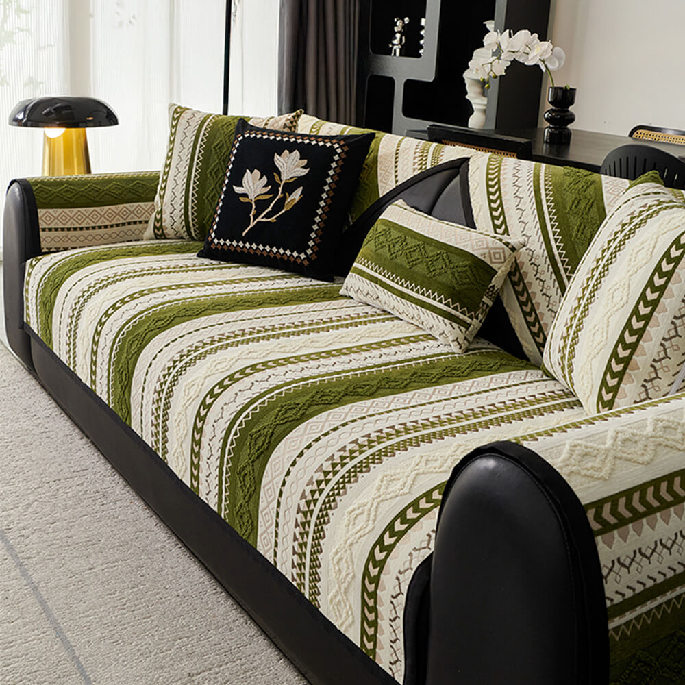 Colour-block Woven Suede Soft Skin-Friendly Anti-Skid Sofa Cover