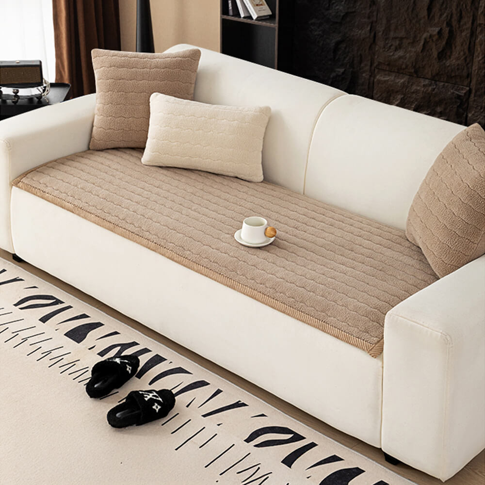 Creamy Soft Breathable Lambskin Sofa Cover