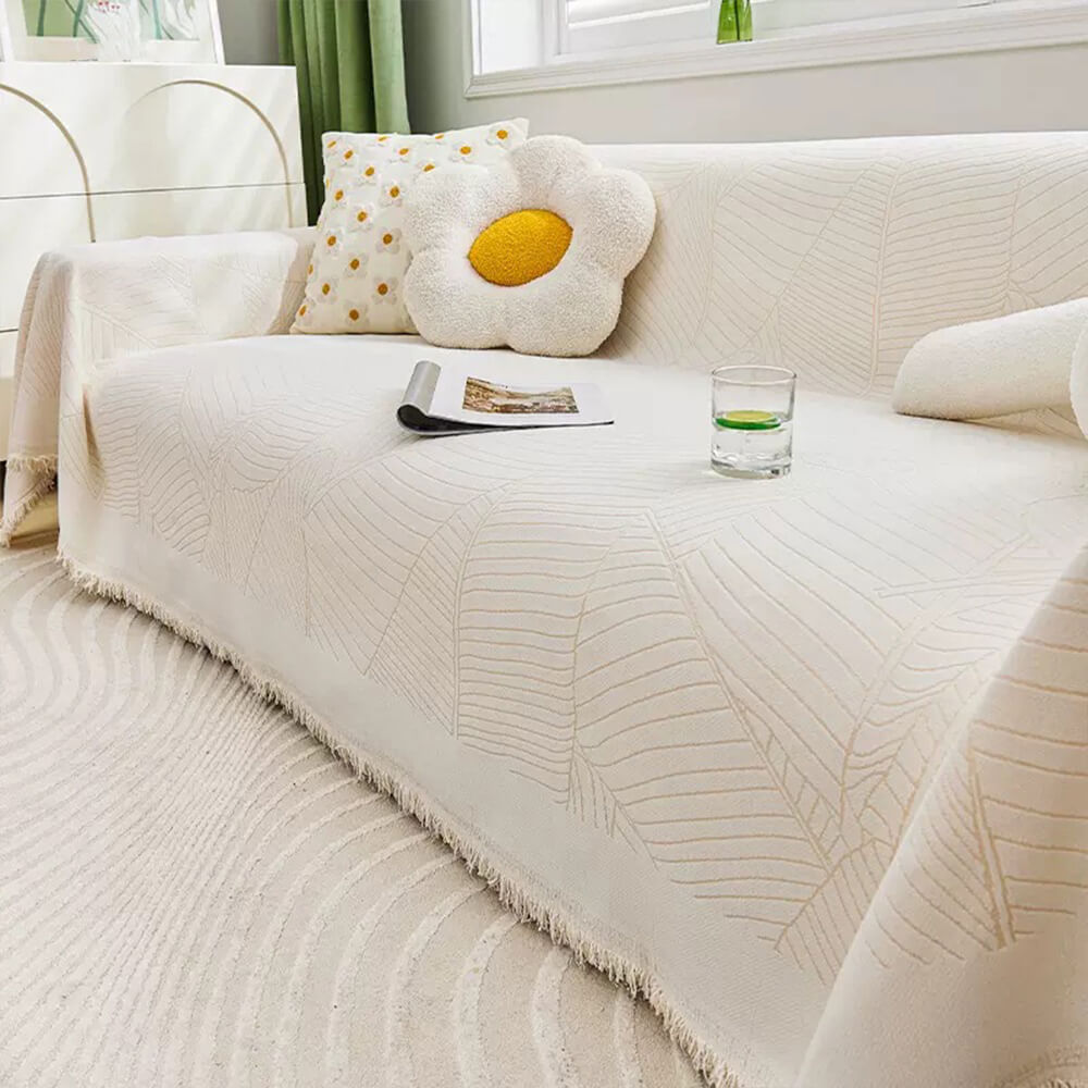 Chenille Large Leaf Full Coverage Thickened Anti-Scratch Sofa Cover