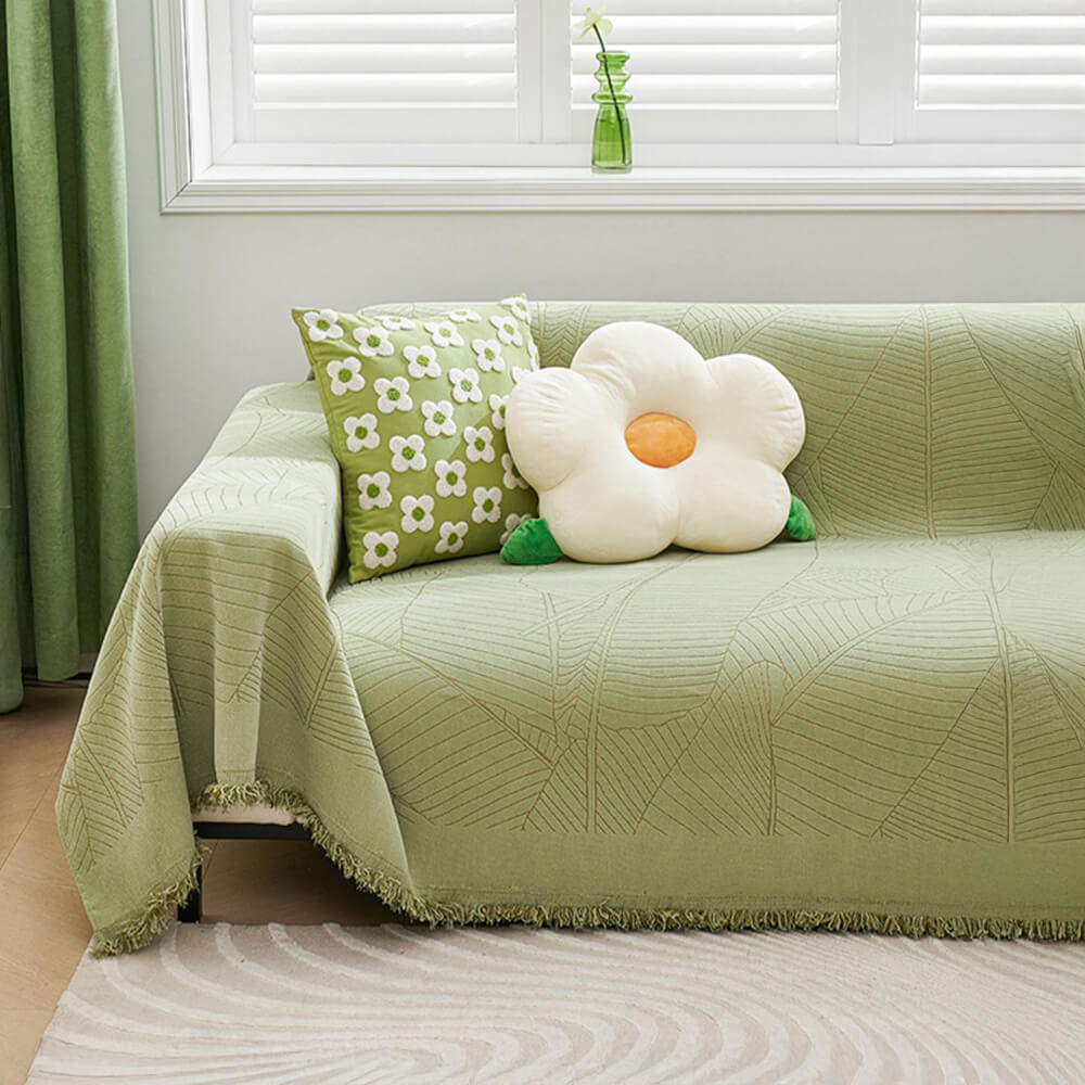 Chenille Large Leaf Full Coverage Thickened Anti-Scratch Sofa Cover