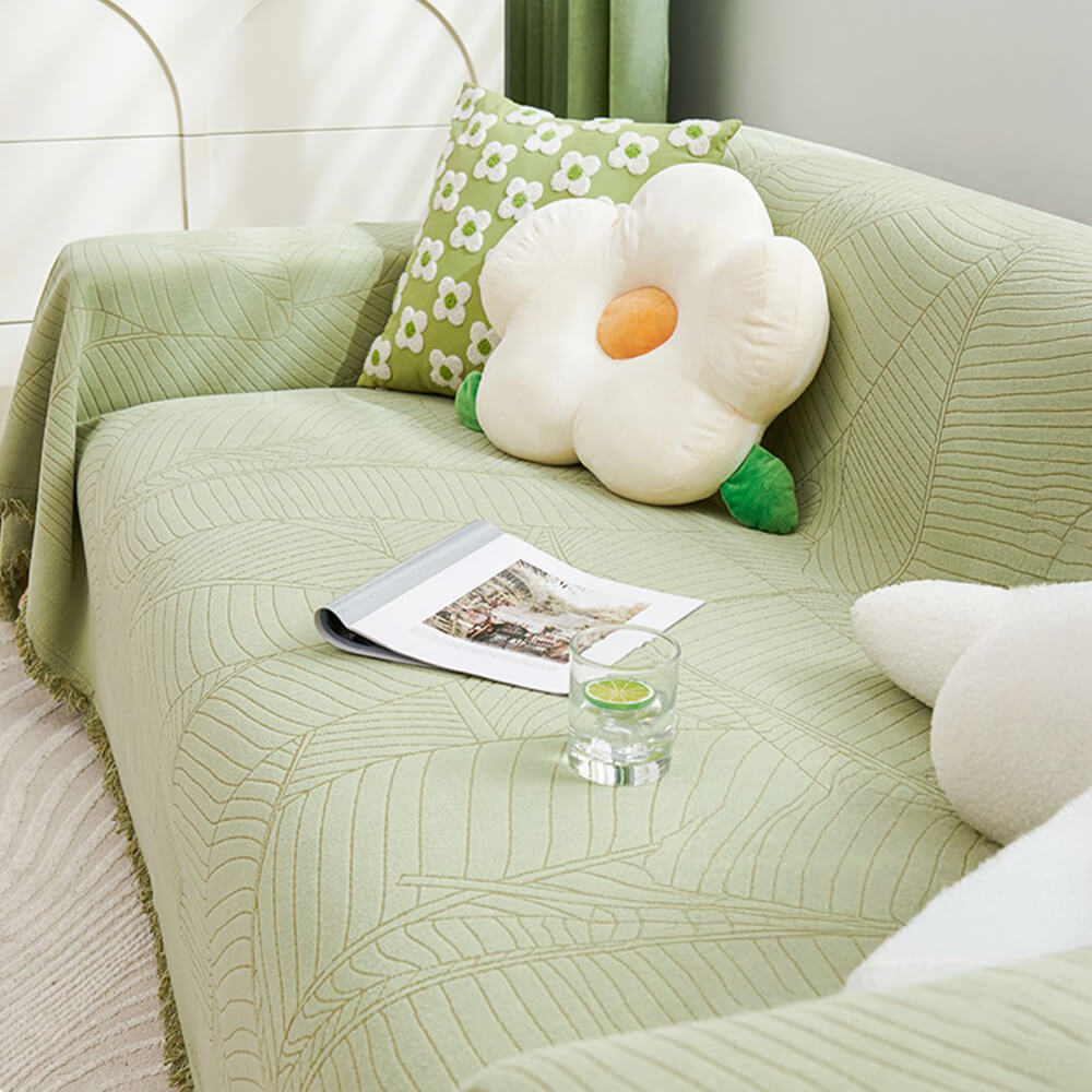 Chenille Large Leaf Full Coverage Thickened Anti-Scratch Sofa Cover
