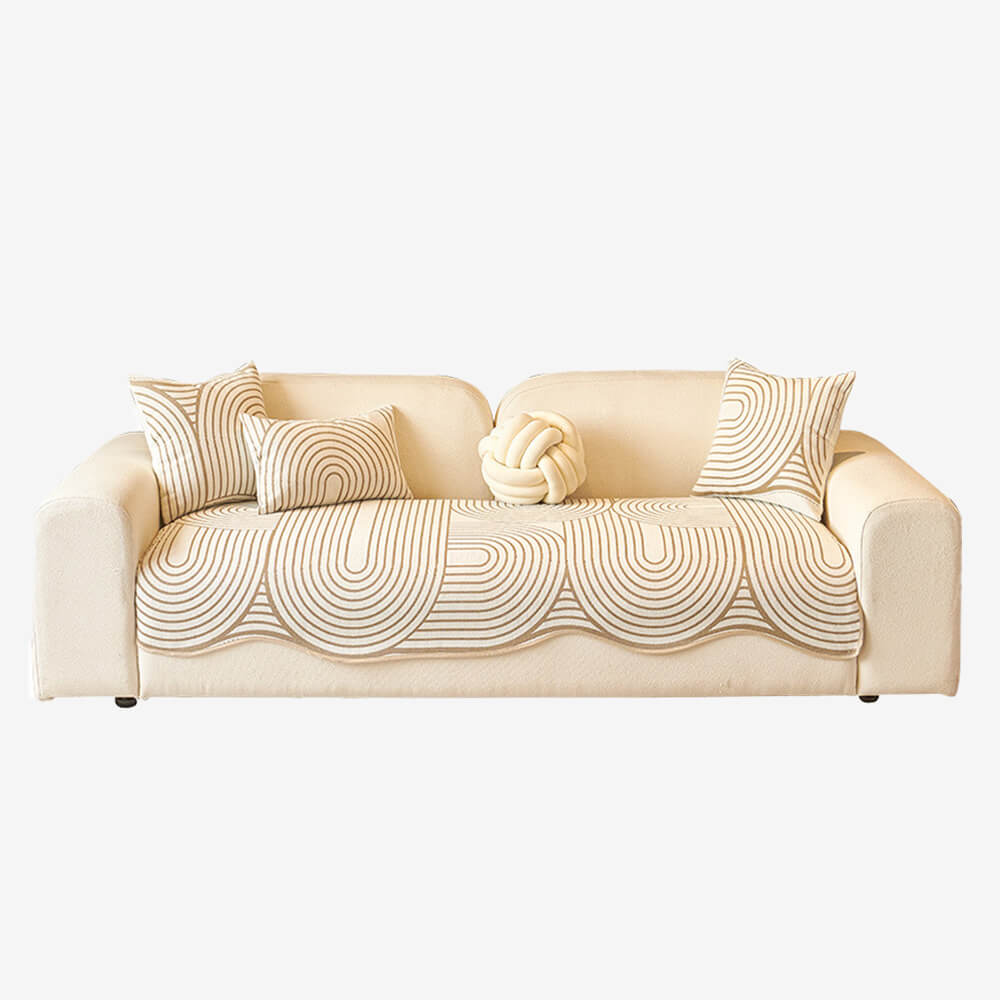 Modern Lines Chenille Artistic Sofa Protector Irregular Sofa Cover