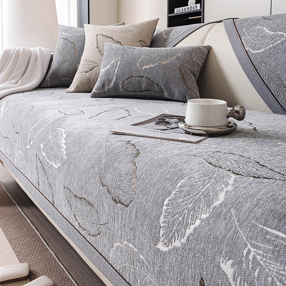 Premium Leaf Texture Chenille Non-Slip Anti-Scratch Sofa Cover