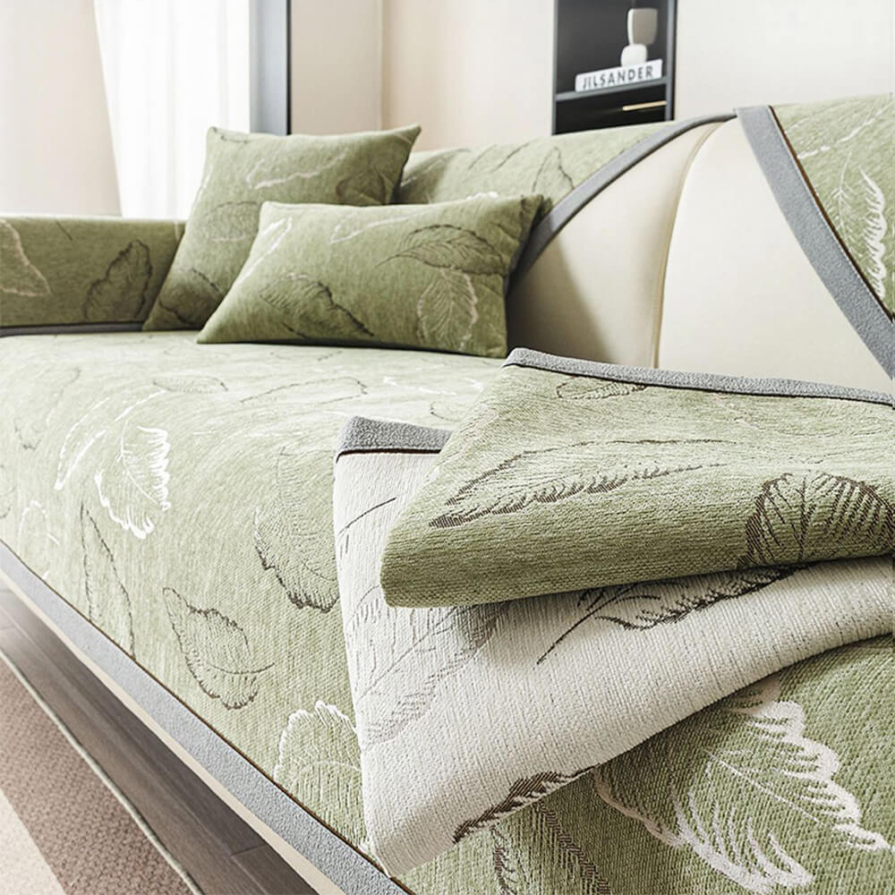 Premium Leaf Texture Chenille Non-Slip Anti-Scratch Sofa Cover