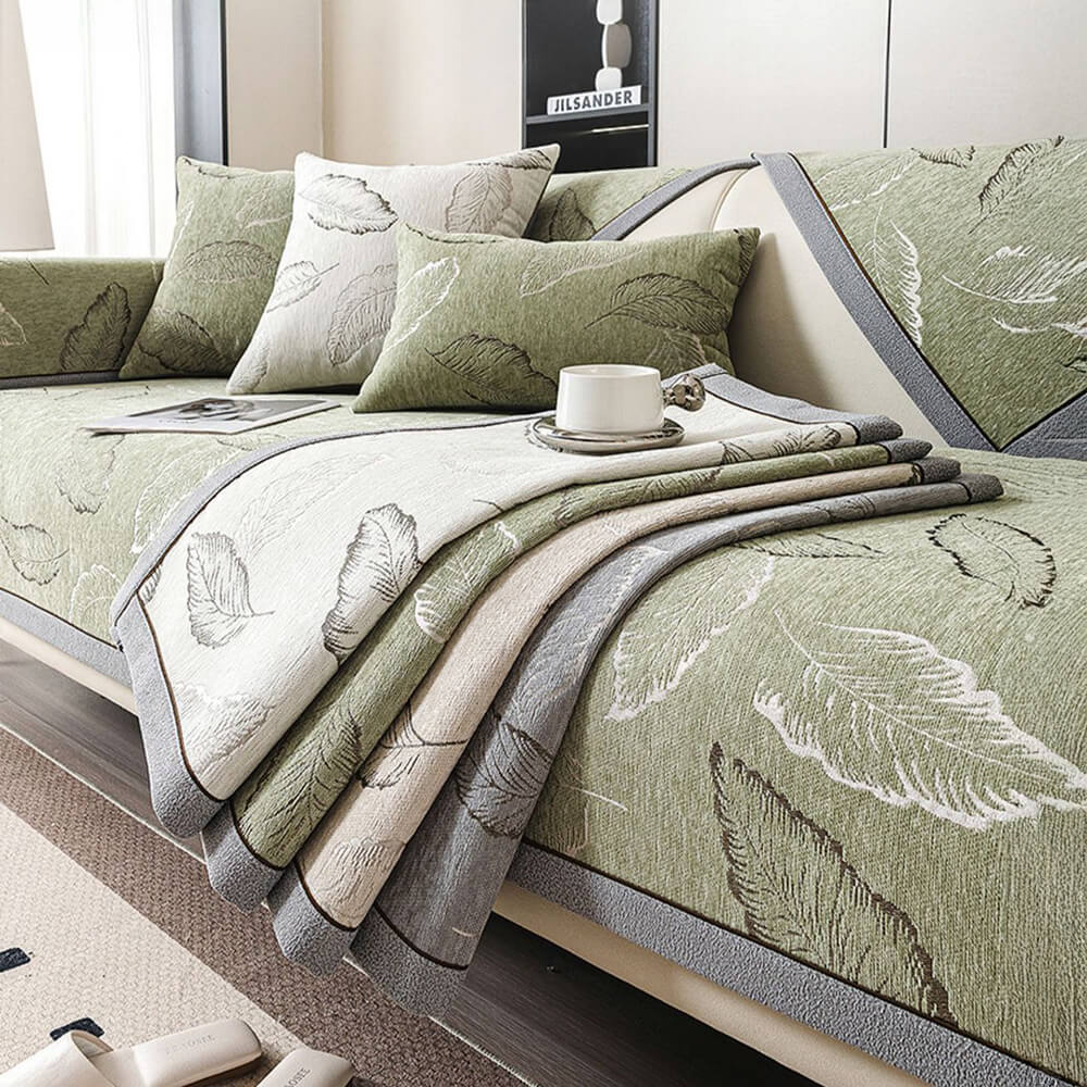 Premium Leaf Texture Chenille Non-Slip Anti-Scratch Sofa Cover