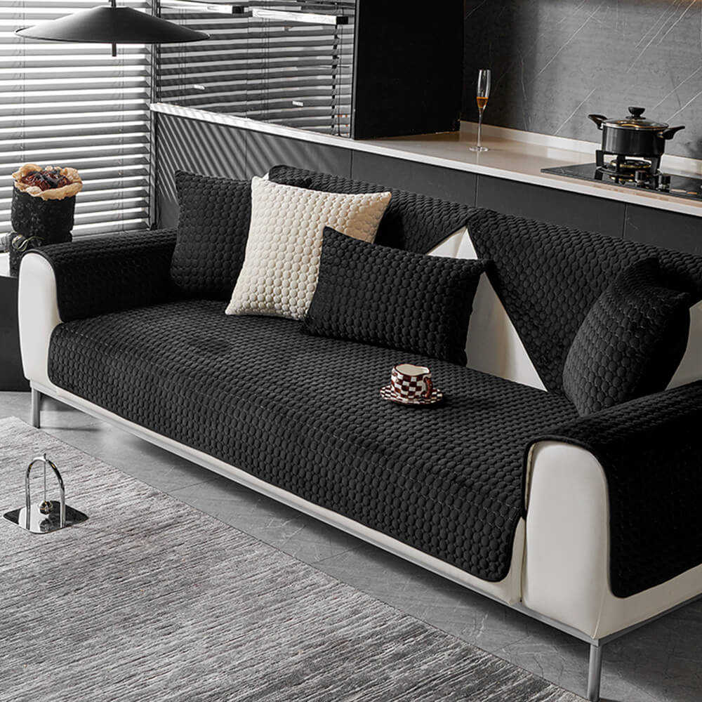 Round Quilted Suede Moisture-Absorbent Breathable Non-Slip Sofa Cover