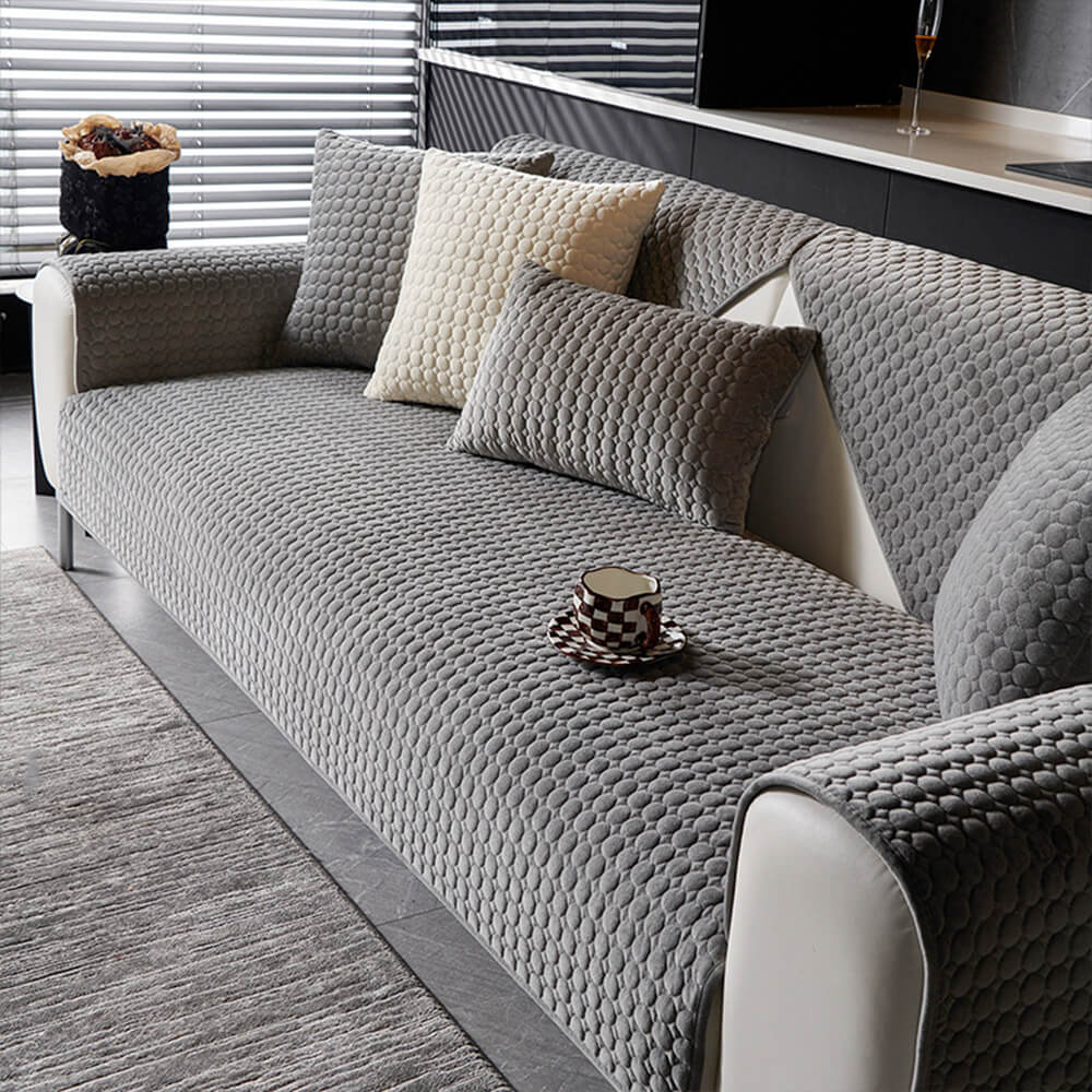 Round Quilted Suede Moisture-Absorbent Breathable Non-Slip Sofa Cover