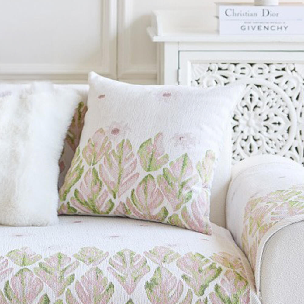 Chenille Romantic Botanical Design Comfortable Sofa Cover