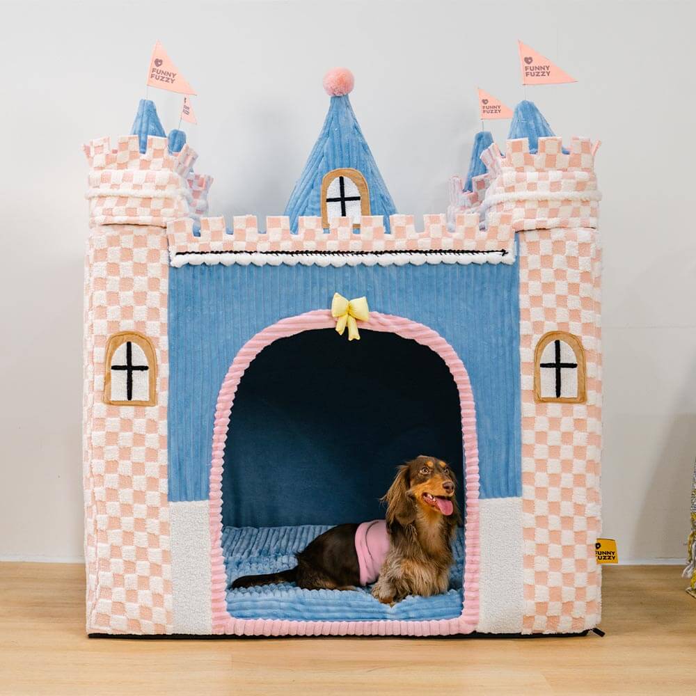 Cosy Orthopaedic Kids Indoor Play Castle Bed Dog Tent Bed - Fairytale Dreamland