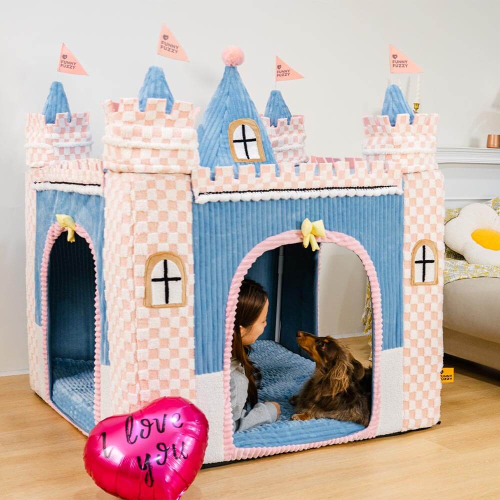 Cosy Orthopaedic Kids Indoor Play Castle Bed Dog Tent Bed - Fairytale Dreamland