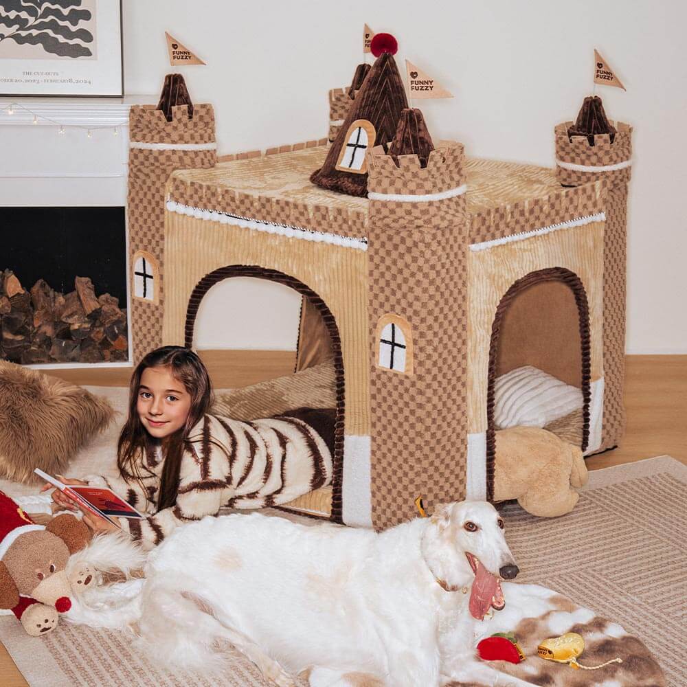 Cosy Orthopaedic Kids Indoor Play Castle Bed Dog Tent Bed - Fairytale Dreamland