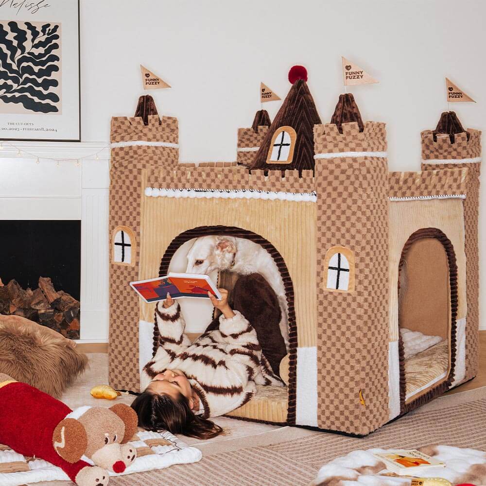 Cosy Orthopaedic Kids Indoor Play Castle Bed Dog Tent Bed - Fairytale Dreamland
