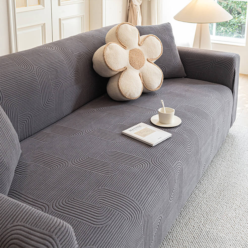 All-Seasons Polar Fleece Elastic Full Wrap Anti-Scratch Sofa Cover