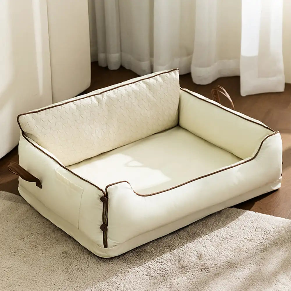 Faux Leather Waterproof Latex Protective Spine Dog Sofa Bed