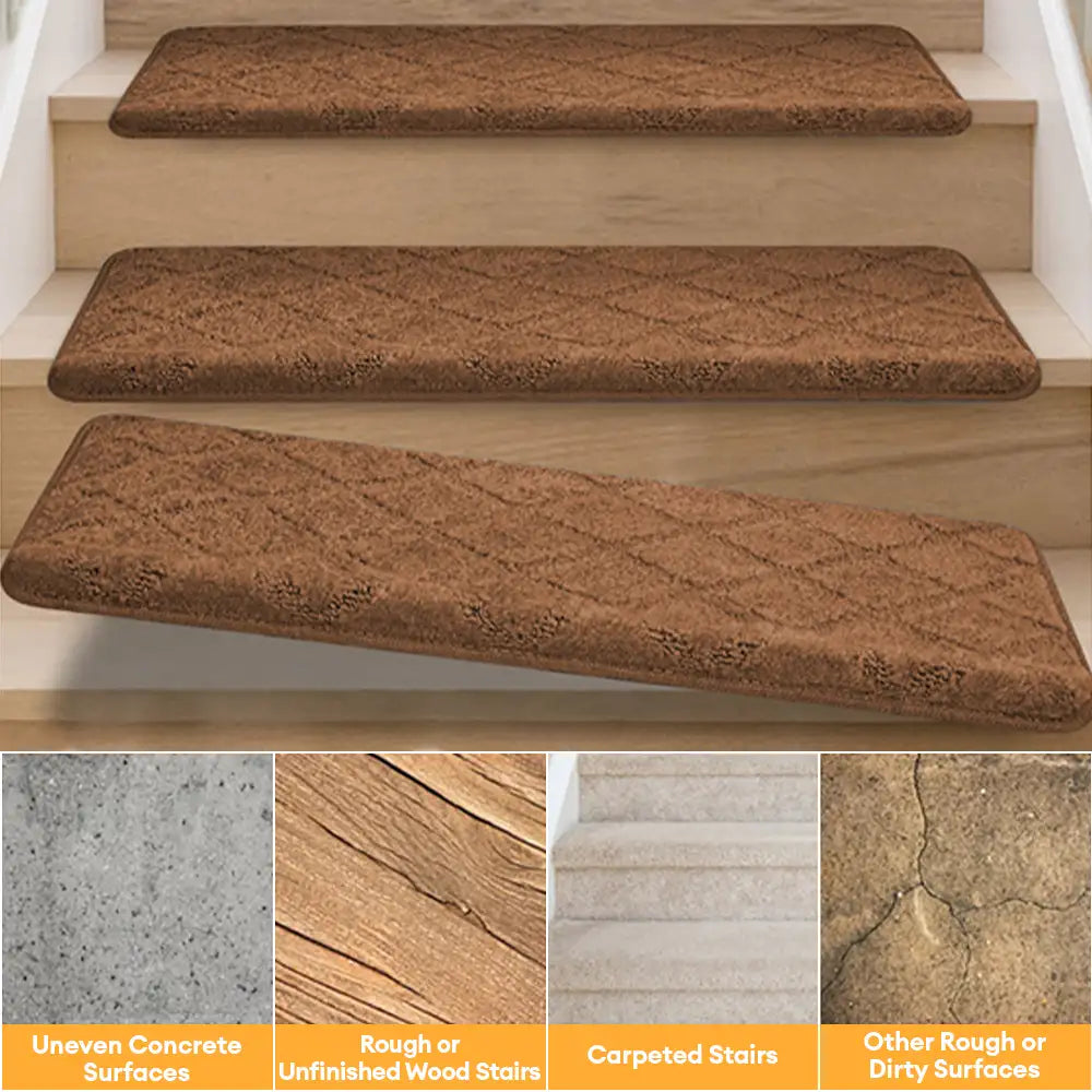 Faux Sisal Diamond Wear-Resistant Stair Protection Bullnose Non Slip Stair Treads