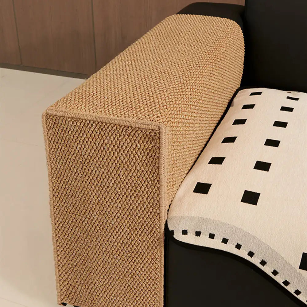 Faux Sisal Scratch-Resistant Sofa Armrest Protector Cover Cat Scratcher