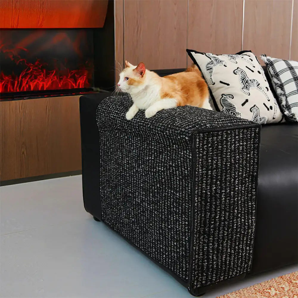 Faux Sisal Scratch-Resistant Sofa Armrest Protector Cover Cat Scratcher