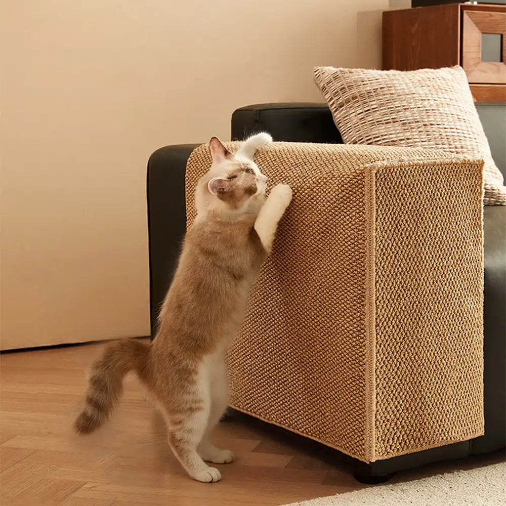 Faux Sisal Scratch-Resistant Sofa Armrest Protector Cover Cat Scratcher