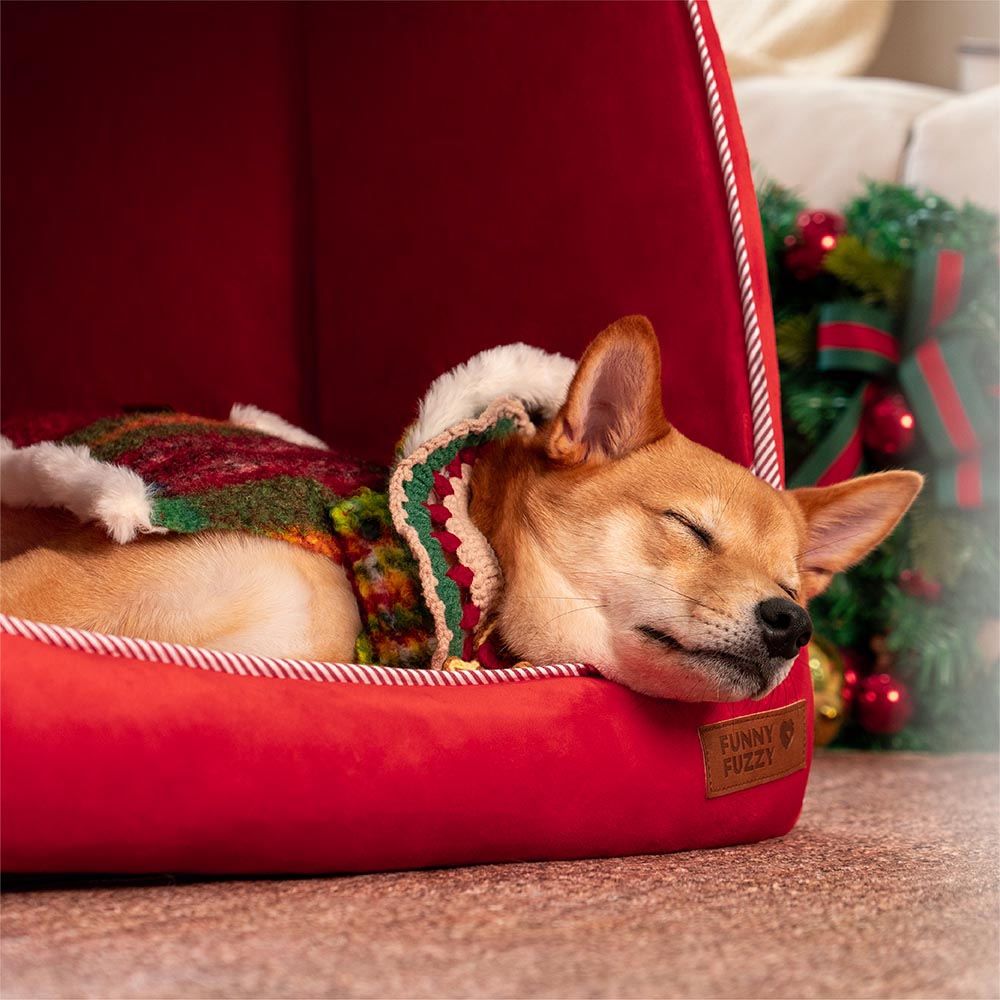 Festive Snow House Orthopaedic Dog Bed - Christmas Warmth