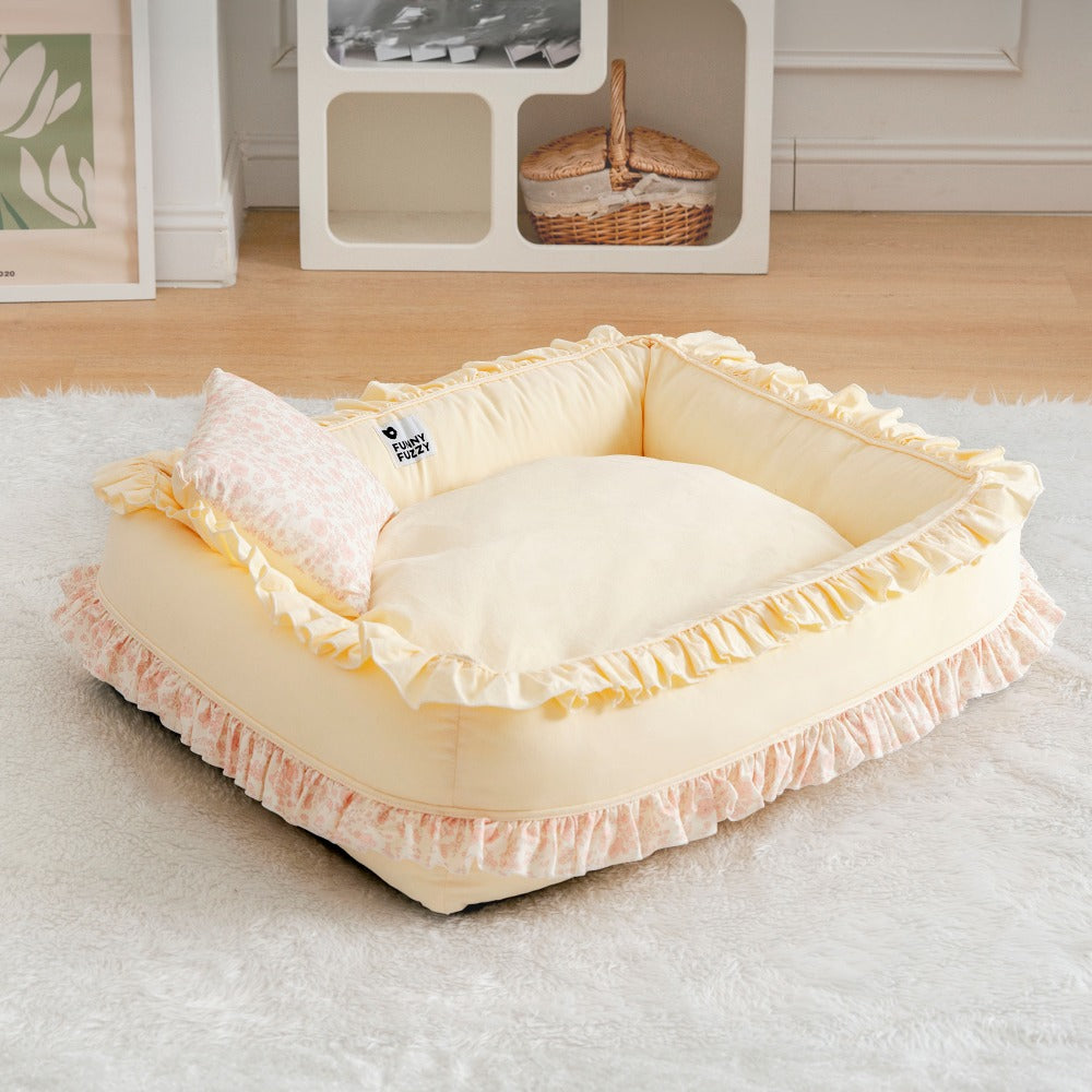 Floral Orthopaedic Dog Bed Calming Pet Bed with Pillow