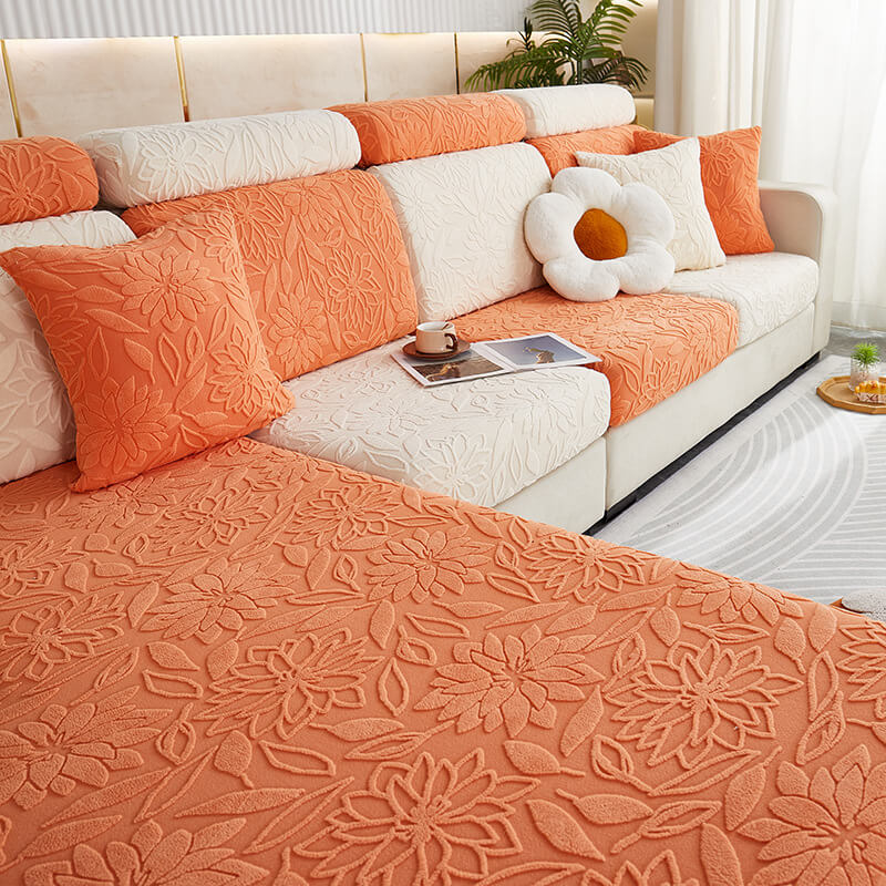 Floral Velvet Stretch Full Wrap Sofa Protector Sofa Cover