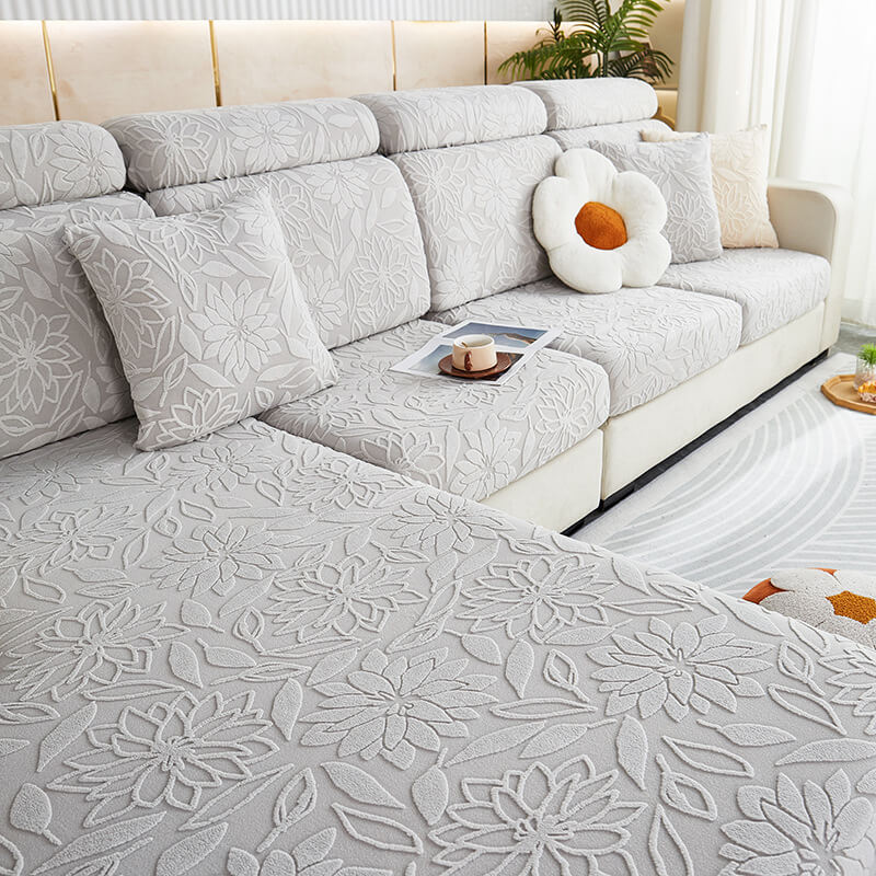 Floral Velvet Stretch Full Wrap Sofa Protector Sofa Cover