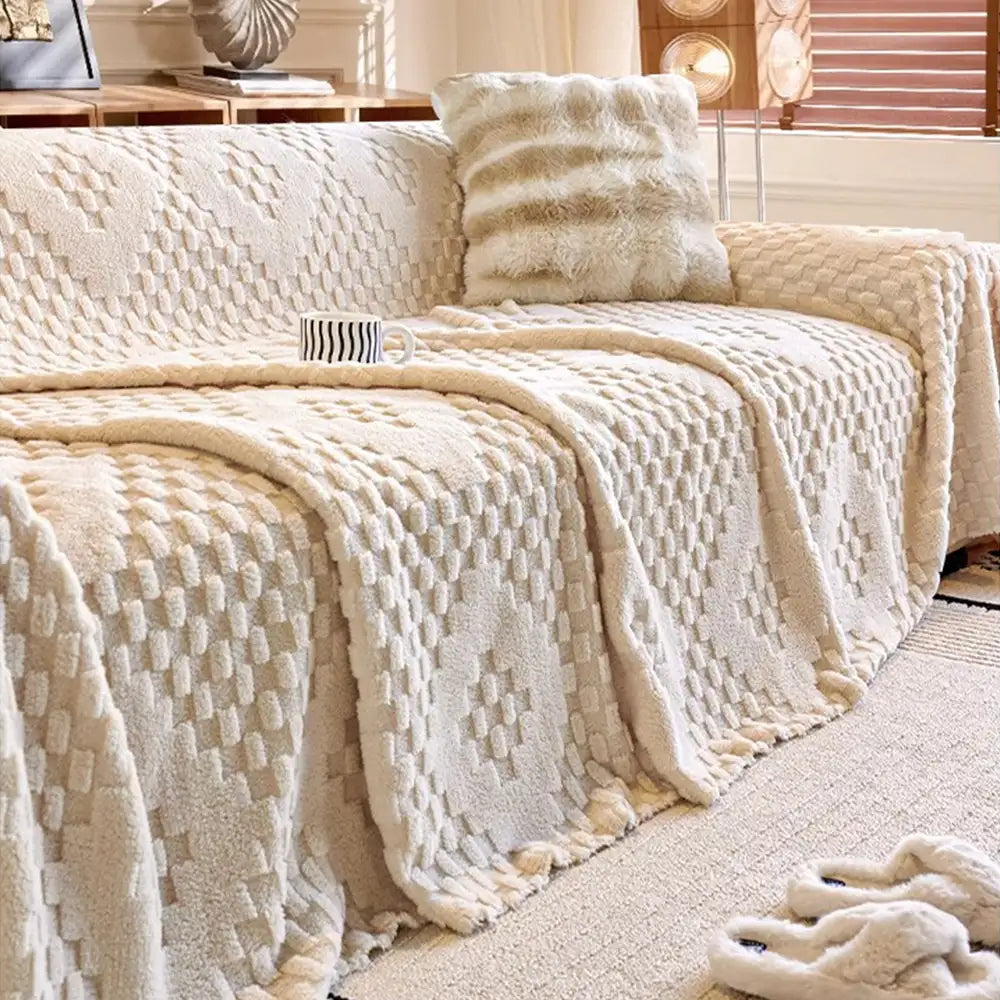 Fluffy Jacquard Velvet Scratch-Resistant Thickened Sofa Blanket Sofa Cover