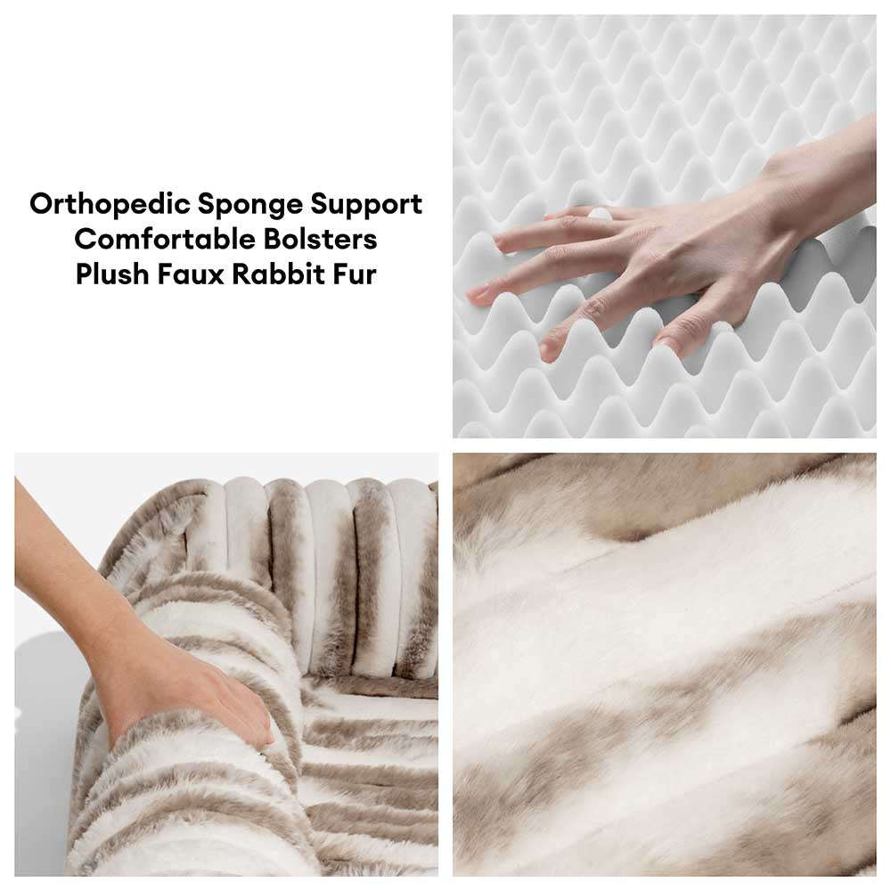 Fluffy Striped Orthopaedic Bolster Dog Bed - Luxe Comfort