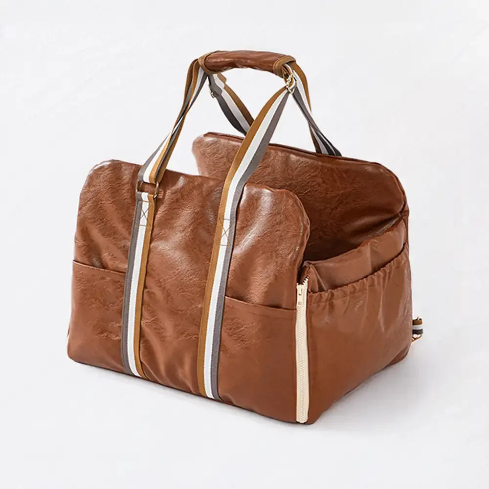 Deluxe Faux Leather Safety Center Console Pet Car Seat and Carrier 3-in-1