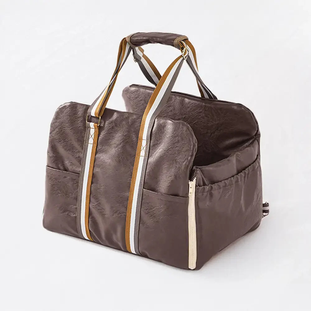 Deluxe Faux Leather Safety Center Console Pet Car Seat and Carrier 3-in-1