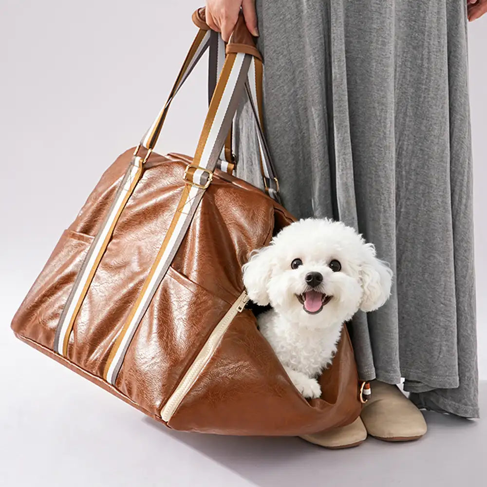 Deluxe Faux Leather Safety Center Console Pet Car Seat and Carrier 3-in-1