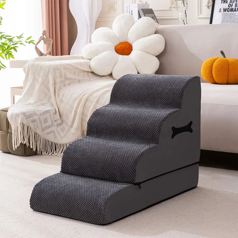 Adjustable Non-Slip Washable Soft Dog Steps with Gentle Ramp