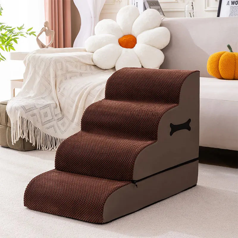 Adjustable Non-Slip Washable Soft Dog Steps with Gentle Ramp