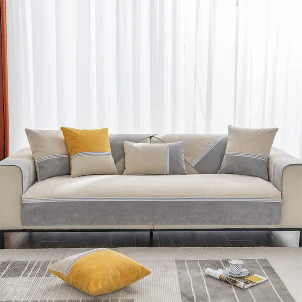All Seasons Water-Resistant Colourblock Anti-Slip Sofa Cover for Pets and Kids