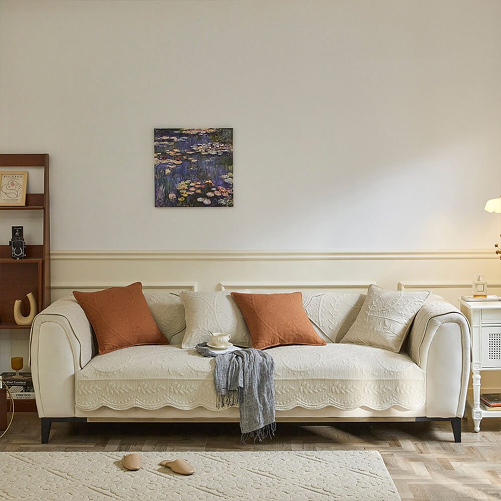 Boho Woven Textured Cotton Breathable Farmhouse Sofa Cover