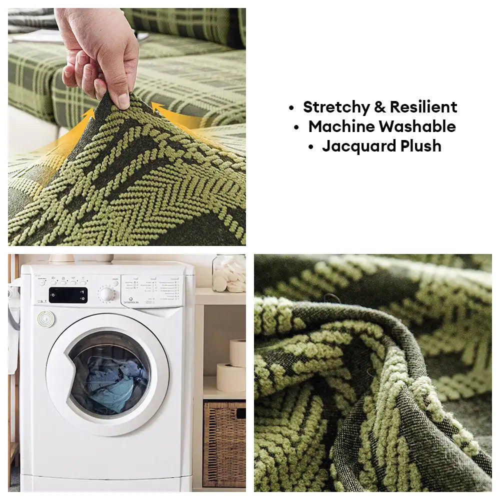 Checkered Stretch Universal Fully Fitted Anti-Cat Scratch Sofa Cover - Suitable for All Seasons