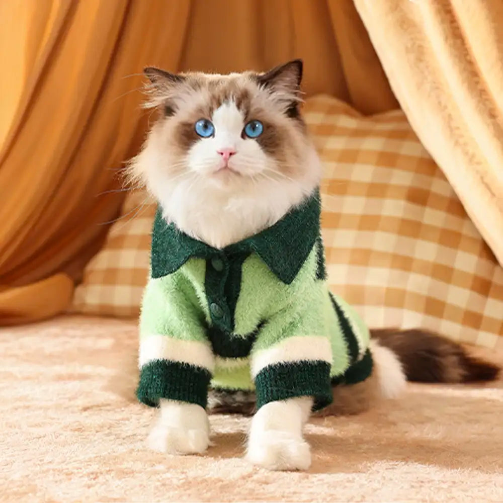 Color-Blocked Striped Faux Mink Fur Warm Dog Jumper Puppy Clothing