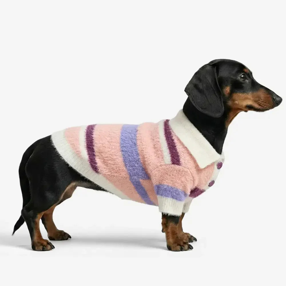 Color-Blocked Striped Faux Mink Fur Warm Dog Jumper Puppy Clothing