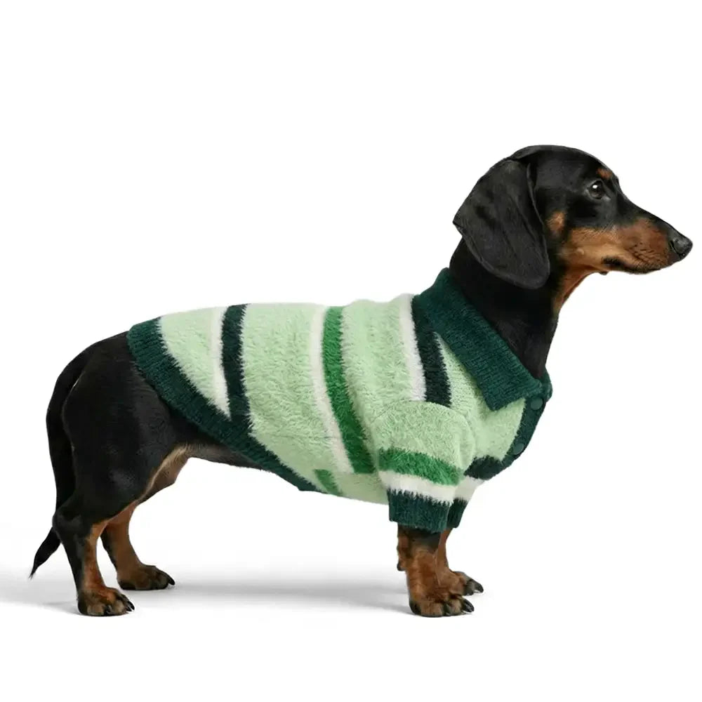 Color-Blocked Striped Faux Mink Fur Warm Dog Jumper Puppy Clothing